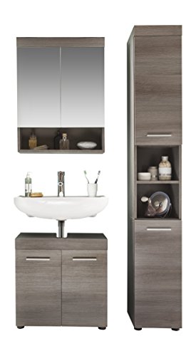 trendteam smart living - 3-teilige Badkombination Badmöbel - Badezimmer - Runner - Aufbaumaß (BxHxT) 103 x 190 x 31 cm - Farbe Sardegna Rauchsilber - 158190721 von trendteam smart living