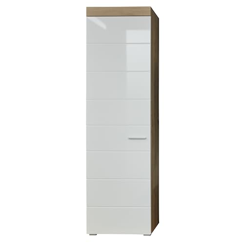 trendteam smart living - Garderobenschrank Schrank - Garderobe - Amanda - Aufbaumaß (BxHxT) 55 x 195 x 38 cm - Farbe Weiß mit Asteiche - 139311707 von trendteam smart living