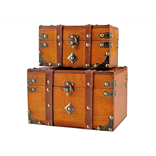 2 Stück/Set Vintage Handgefertigte Aufbewahrungsbox - Vintage Holz Aufbewahrungsbox Antik-Stil Schmuck Organizer für Kleiderschrank Schmuckkästchen Schmuckkästchen Dekorative Box (301-Combo4) von Trendy Boy