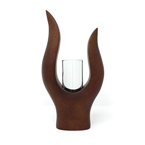 Flamme Deko Holz Vase braun Dekoartikel Geschenk Weihnachten Advent Design (braun) von Trendy Wood & Light