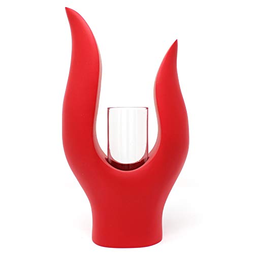 Flamme Deko Holz Vase rot Dekoartikel Geschenk Weihnachten Advent Design (rot) von Trendy Wood & Light