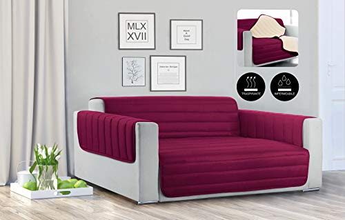 Italian Bed Linen Wasserdicht Trendy Couchüberzüge Bordeaux/Creme, 100% Mikrofaser, 1 Platz von Italian Bed Linen