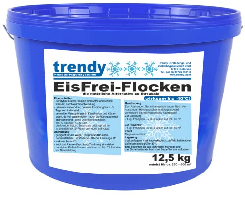 trendybau EisFrei-Flocken 12,5 kg Auftaugranulat Enteisungsgranulat steinschonend speziell für Naturstein umweltschonendes Enteisungsgranulat - schont Tierpfoten - pflanzenschonend - wirkt präventiv von Trendy