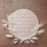 Trockenblumen Holzschild Segensspruch Segensgruß Kinderzimmer Wandbehang Geschenk Zur Geburt Taufgeschenk Taufe von TrendyAndyDesigns
