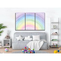 Gerahmte Pastell Aquarell Regenbogen Leinwand Für Kleinkind Mädchen Kinderzimmer, Einhorn Themen Wandbehang Schlafzimmer, Eco Freundliches Material von TrendyLuciaWalls