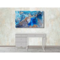 Gerahmtes Aquarell Marmor Leinwand Gemälde Blau/Moderne Wandbehang Schlafzimmer Dekor Druck Set Große Mädchen Zimmer Abstrakte Kunst von TrendyLuciaWalls