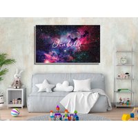 Personalisierte Gerahmte Weltraum Leinwand Malerei Soft Pastell Einhorn Regenbogen Themen Wandbehang Kinderzimmer Aquarell Fantasy Dekor Kunst von TrendyLuciaWalls