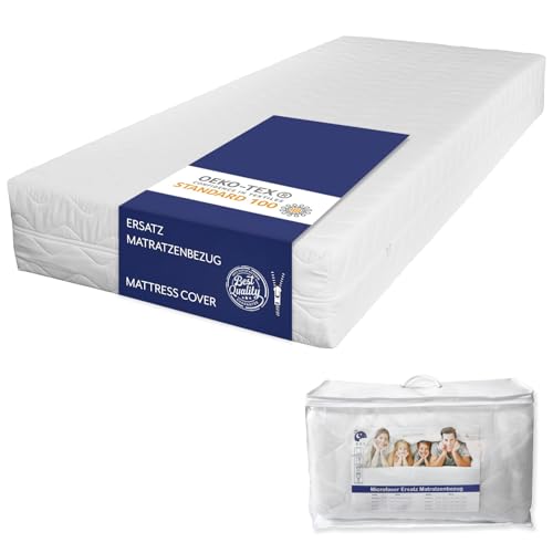 Matratzenbezug 90x200cm Matratzenschoner mit Reißverschluss Schützender Bezug versteppt Doppeltuch Polyester- beide Seiten versteppt von TULENA