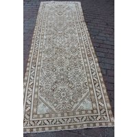 290 X 104 cm.handgemachter, , Vintage, Distressed, Dekorativer, Design, Neutral, Beige, Braun, Läufer von Trendyrugs