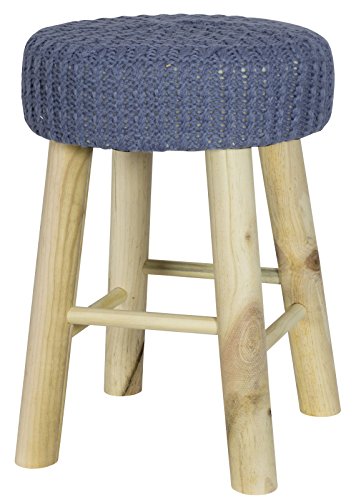 Trendyshop365 Hocker Strickbezug Fußhocker Sitzhocker Strickoptik Stuhl Schemel Echtholz von Trendyshop365