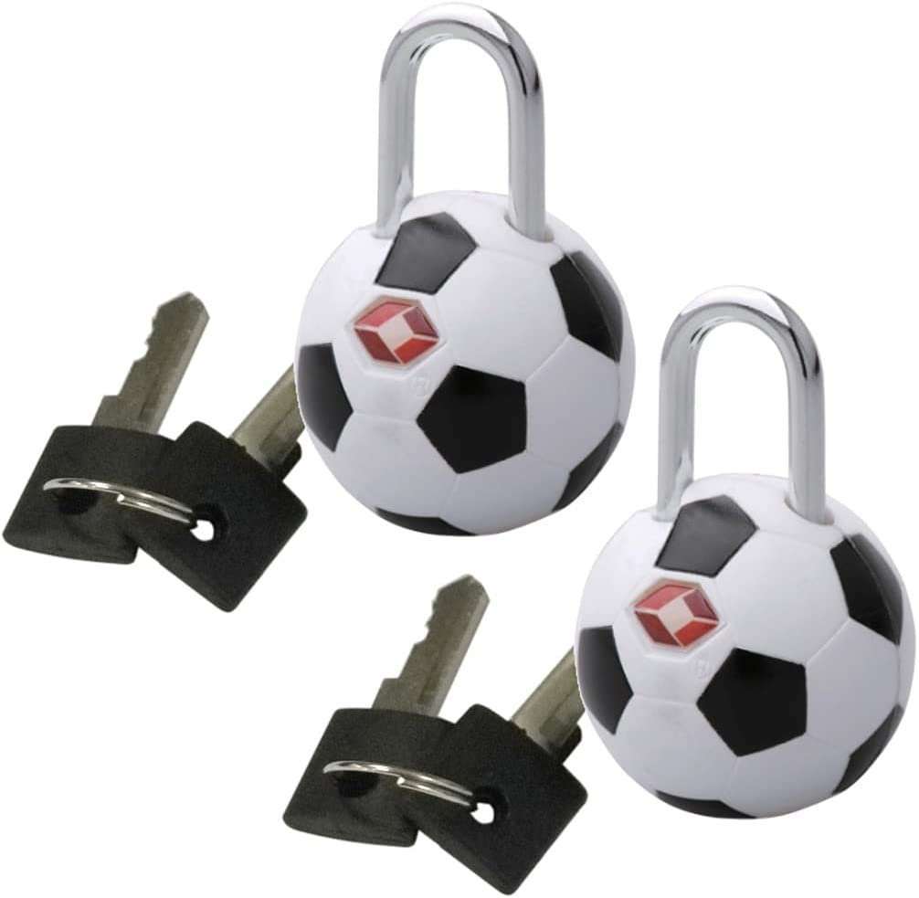 Trendyshop365 TSA-Vorhängeschloss Doppelpack Kofferschloss mit Schlüssel Fußball, (Set, 2-tlg) von Trendyshop365