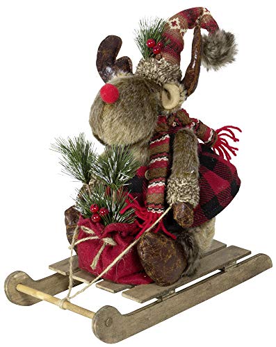 Trendyshop365 Weihnachtsdeko Elch Rentier Winter-Deko (30cm auf Schlitten) von Trendyshop365