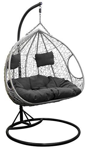 Trendyshop365 XXL Hängesessel mit Gestell für 2 Personen Hängeliege Korb inkl. Polster ideal für Garten, Balkon & Lounge von Trendyshop365