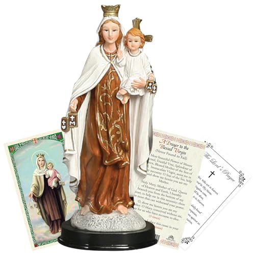 12,7 cm "Our Lady of Mt Carmel Statue - Our Lady of Mount Carmel Prayer Card, The Lord's Prayer Card - Mother Mary Statue for Home Decor, Altar - Virgen Del Carmen Estatua - 3-teiliges Set 12,7 cm "Our Lady of Mt Carmel Statue - Our Lady of Mount Carmel Prayer Card, The Lord's Prayer Card - Mother Mary Statue for Home Decor, Altar - Virgen Del Carmen Estatua - 3-teiliges Set von Trendzeen