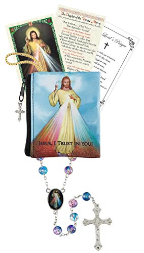 Göttliche Barmherzigkeit Rosenkranz – Jesus I Trust in You Tasche, Gebetskarte,Chaplet of Divine Mercy mit Tafelaufsatz und Spritzperlen, The Lords Gebetskarte,Set mit 4 Stück Göttliche Barmherzigkeit Rosenkranz – Jesus I Trust in You Tasche, Gebetskarte,Chaplet of Divine Mercy mit Tafelaufsatz und Spritzperlen, The Lords Gebetskarte,Set mit 4 Stück von Trendzeen