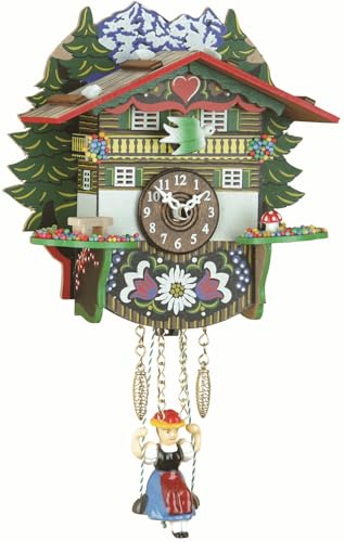 ISDD Cuckoo Clock Kuckulino Schwarzwalduhr Schweizerhaus mit Quarzwerk und Kuckuckruf von Trenkle