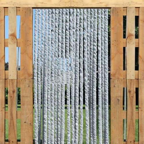 Trente Katzenschwanzvorhänge Flauschvorhang Grau, Verschiedene Größen, Türvorhang Wohnmobil, Fadenvorhang Balkontür 90 x 220 cm von Trente