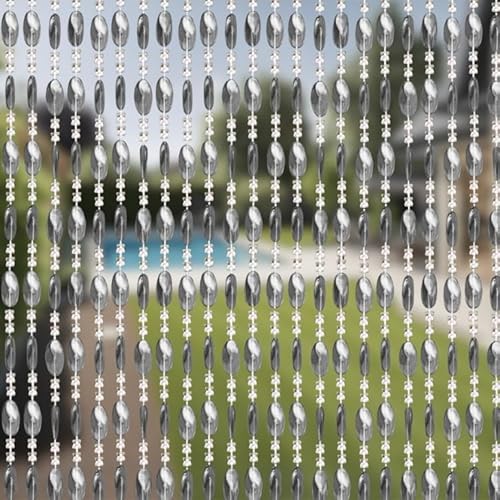 Trente Perlenvorhang Duo - Fliegengitter Fenster, Verschiedene Größen und Farben, Balkontür Fliegengitter, Insektenschutz Perlen, Fliegenvorhang Grau 90 x 200 cm von Trente