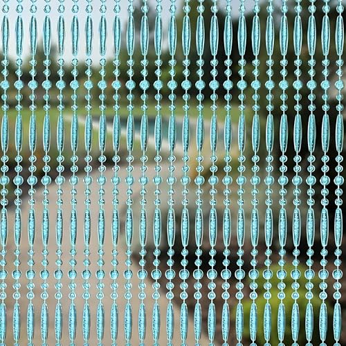 Trente Perlenvorhang Verschiedene Größen und Farben, Balkontür Fliegengitter, Insektenschutz Perlen, Fliegenvorhang Türkis 100 x 230 cm von Trente