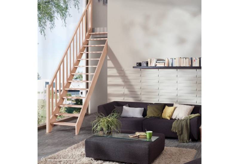 Treppen Intercon Raumspartreppe Casablanca gerade, 60 oder 80 cm Stufenbreite, für Geschosshöhen bis 280,00 cm, Stufen offene oder geschlossene Stufen, Durchgehende Wangen von Treppen Intercon