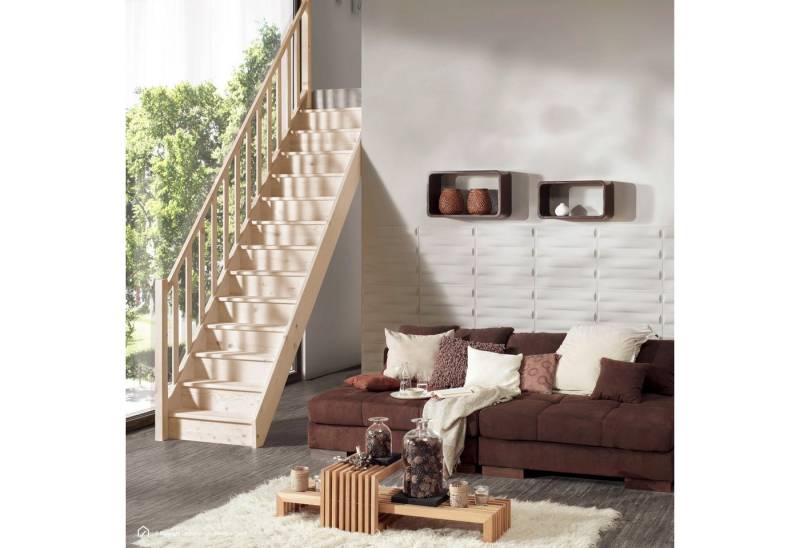 Treppen Intercon Raumspartreppe Casablanca gerade, 60 oder 80 cm Stufenbreite, für Geschosshöhen bis 280,00 cm, Stufen offene oder geschlossene Stufen, Durchgehende Wangen von Treppen Intercon