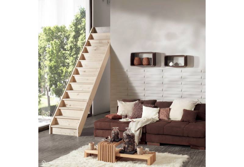 Treppen Intercon Raumspartreppe Casablanca gerade, 60 oder 80 cm Stufenbreite, für Geschosshöhen bis 280,00 cm, Stufen offene oder geschlossene Stufen, Durchgehende Wangen von Treppen Intercon