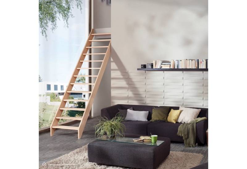 Treppen Intercon Raumspartreppe Casablanca gerade, 60 oder 80 cm Stufenbreite, für Geschosshöhen bis 280,00 cm, Stufen offene oder geschlossene Stufen, Durchgehende Wangen von Treppen Intercon