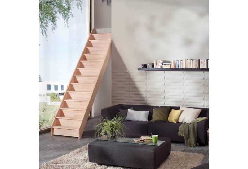Treppen Intercon Raumspartreppe Casablanca gerade, 60 oder 80 cm Stufenbreite, für Geschosshöhen bis 280,00 cm, Stufen offene oder geschlossene Stufen, Durchgehende Wangen von Treppen Intercon