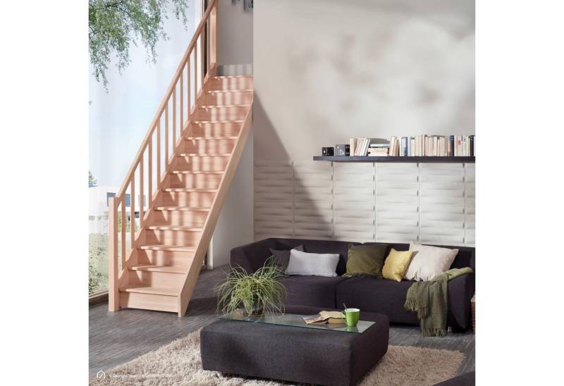 Treppen Intercon Raumspartreppe Casablanca gerade, 60 oder 80 cm Stufenbreite, für Geschosshöhen bis 280,00 cm, Stufen offene oder geschlossene Stufen, Durchgehende Wangen von Treppen Intercon