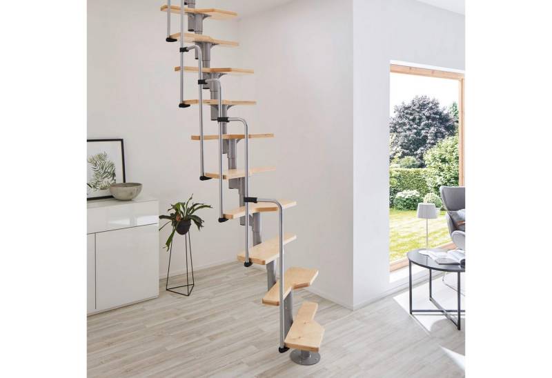 Treppen Intercon Raumspartreppe Minka Twister, für Geschosshöhen bis 315,00 cm, Stufen offen, (inkl. einseitigem Geländer), Modulare Bauweise von Treppen Intercon