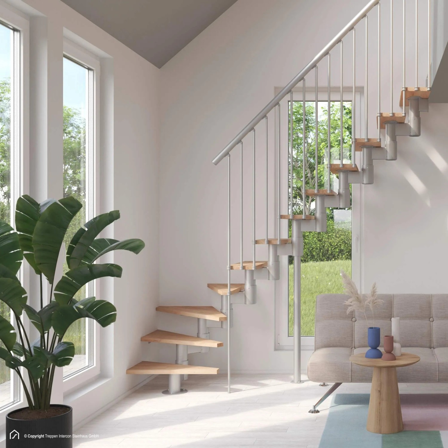 Treppen Intercon Raumspartreppe Torino Mittelholmtreppe Italo-Silber mit Stufenbreite 70 cm Buche Lackiert Rechtsgewendelt 12 Stufen Treppen Intercon Raumspartreppe Torino Mittelholmtreppe Italo-Silber mit Stufenbreite 70 cm Buche Lackiert Rechtsgewendelt 12 Stufen von Treppen Intercon