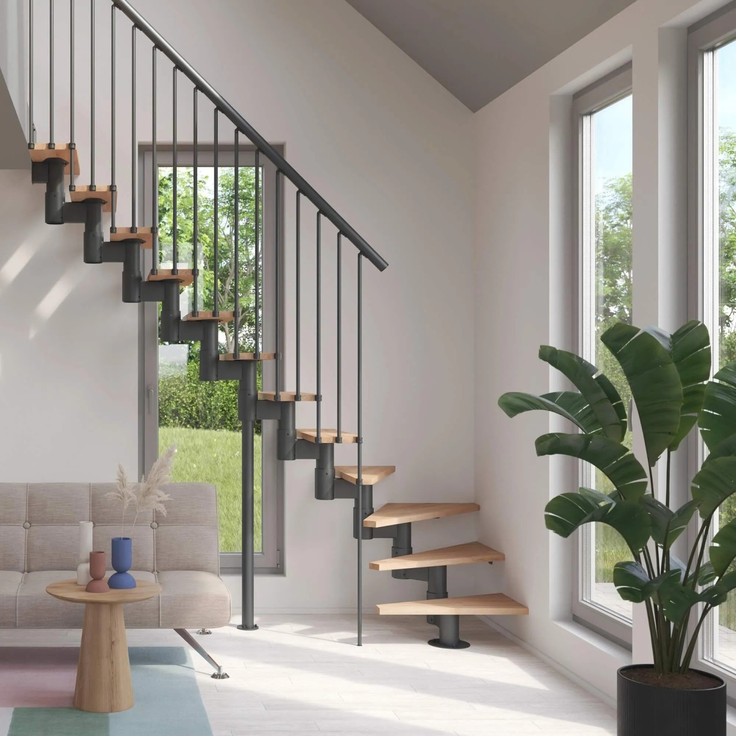 Treppen Intercon Raumspartreppe Torino Mittelholmtreppe Lava-Anthrazit mit Stufenbreite 70 cm Buche Lackiert Linksgewendelt 14 Stufen Treppen Intercon Raumspartreppe Torino Mittelholmtreppe Lava-Anthrazit mit Stufenbreite 70 cm Buche Lackiert Linksgewendelt 14 Stufen von Treppen Intercon