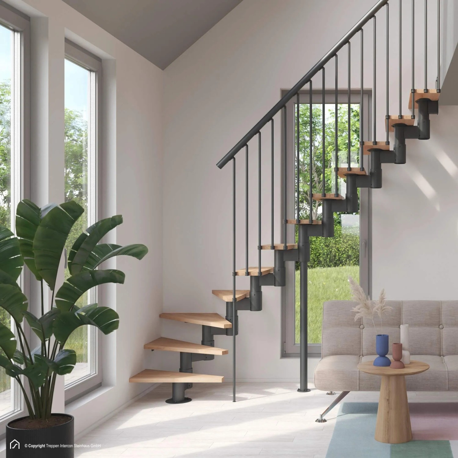 Treppen Intercon Raumspartreppe Torino Mittelholmtreppe Lava-Anthrazit mit Stufenbreite 70 cm Buche Lackiert Rechtsgewendelt 15 Stufen Treppen Intercon Raumspartreppe Torino Mittelholmtreppe Lava-Anthrazit mit Stufenbreite 70 cm Buche Lackiert Rechtsgewendelt 15 Stufen von Treppen Intercon