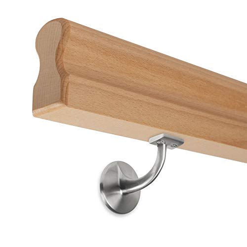 Handlauf Buche lackiert - 45x80mm - Omega inkl. Halter mit Stockschraube (150 cm) von Treppen- und Geländerstudio Graber