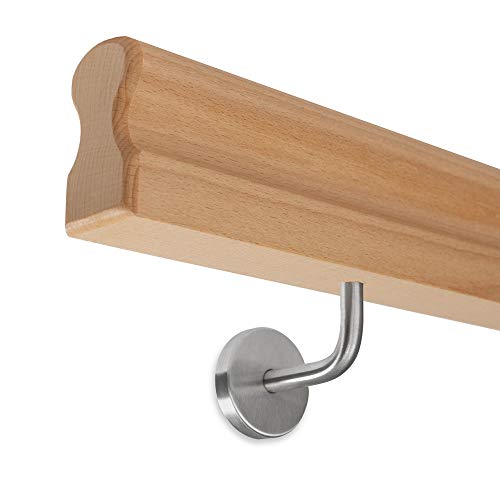 Handlauf Buche lackiert - 45x80mm - Omega inkl. Halter zum Einschrauben (200 cm) von Treppen- und Geländerstudio Graber