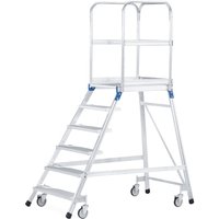 ZARGES Podesttreppe, fahrbar, 1-seitig begehbar, Standhöhe 1,68 m, Gitterrost ZARGES Podesttreppe, fahrbar, 1-seitig begehbar, Standhöhe 1,68 m, Gitterrost von ZARGES