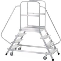 ZARGES Podesttreppe, fahrbar, 2-seitig begehbar, Standhöhe 1,44 m, Gitterrost ZARGES Podesttreppe, fahrbar, 2-seitig begehbar, Standhöhe 1,44 m, Gitterrost von ZARGES