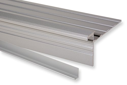 Trepsa Treppenkantenprofil Profil 1 mit Abschluss-Clip | Aluminium eloxiert (1400 mm, Silber) von Trepsa