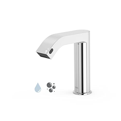 Tres Griferia 39210306 1 Wasser Wasserhahn mit Automatischer Seifenspender für Waschbecken Elektronische Armatur, Chrom von Tres Grifería