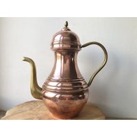 Vintage Mittelgroße Kupfer Kaffeekanne, Teekanne, Kupferkanne, Kupferwaren, Altes von TresorsFrancais