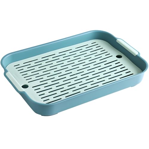 Für Kaninchen, Meerschweinchen, Chinchillas, Hamster, Rennmäuse (grün), doppellagige Tier-Toilettenablage (36 x 24 x 2 cm), rutschfeste große Trainingspfanne, Haustiertoilette mit abnehmbarem Netz und von Tressify