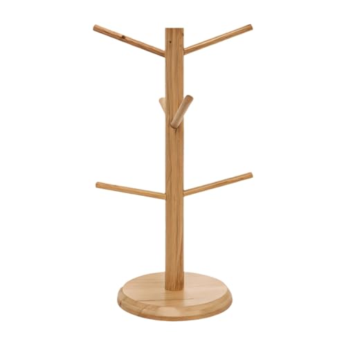Für Küchenarbeitsplatten, Holzfarbe, 6 Haken, Kaffeebecherbaum, freistehender Kaffeebecherhalter, platzsparender Küchenorganizer von Tressify