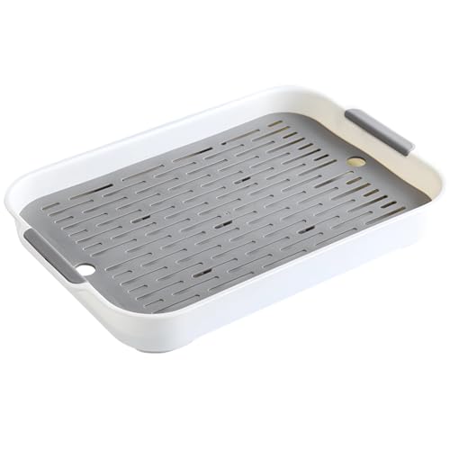 Große Anti-Rutsch-Trainingspfanne, Haustiertoilette mit Rost, doppellagige Tier-Toilettenschale mit abnehmbarem Netz (14,4 × 9,6 × 2), ideal für Kaninchen, Rennmäuse, Hamster, Meerschweinchen von Tressify