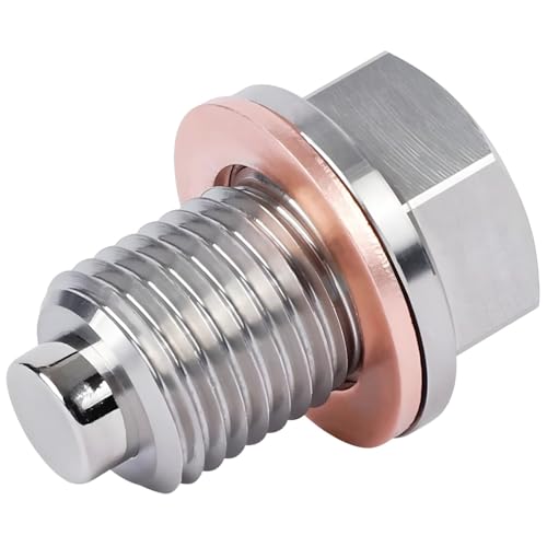 Magnetische Ölablassschraube aus Edelstahl, M14 x 1,5, Sechskantkopf mit Unterlegscheibe, passt und mehr, starker Magnet für mehrere Modelle von Tressify