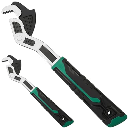 Rohrzangen-Set, 2-teilig, selbsteinstellend, 6 & 10 Zoll (15 & 25 cm), multifunktionaler Schnellverstell-Rohrschraubstock, Hartstahl, rutschfester Griff, für enge Räume, Sanitär-Profis von Tressify