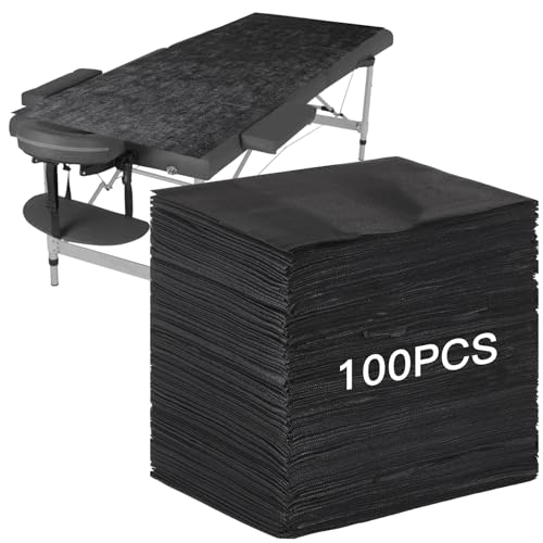 Spa Hygienische Einweg-Bettlaken, wasserdichtes Design, praktische, schwarze PP-Vliesbezüge für Massageliegen und Wimpernbetten, 78,9 x 180,9 cm, 100 Stück von Tressify