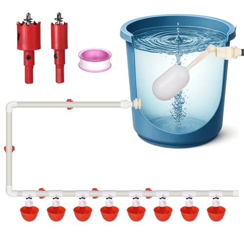 T-Anschlüsse, Automatischer Rohrzuführer, Geflügelbewässerungsset, Schwimmerventil, einfache DIY-Setup, automatisches Hühnerbewässerungssystem, 8 Trinkbecher, komplettes PVC-Rohrleitungs-Set T-Anschlüsse, Automatischer Rohrzuführer, Geflügelbewässerungsset, Schwimmerventil, einfache DIY-Setup, automatisches Hühnerbewässerungssystem, 8 Trinkbecher, komplettes PVC-Rohrleitungs-Set von Tressify