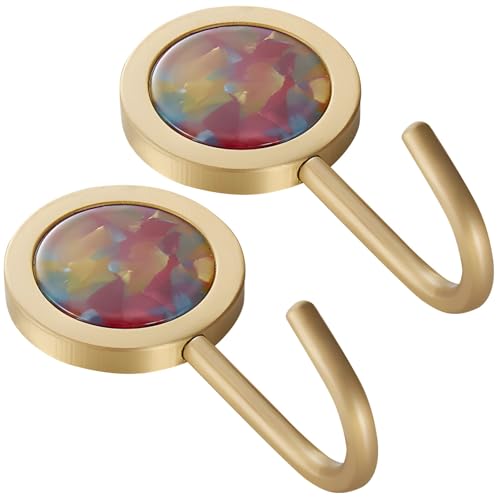 Tressify 2 Stück selbstklebende Wandhaken, Wandhaken, keine Beschädigung, Haken, selbstklebende Kleidung, Kleiderbügel, Metall, eleganter Retro, Messingornament-Haken, kein Bohren, Haken für von Tressify
