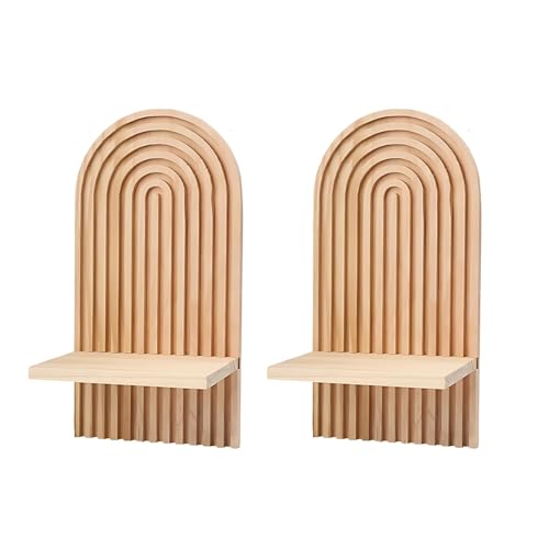 Tressify 2er Set Boho Holzregale, Massivholzbogen Muster, einfach aufzuhängen, ideale Wanddekoration für Schlafzimmer und Wohnzimmer Tressify 2er Set Boho Holzregale, Massivholzbogen Muster, einfach aufzuhängen, ideale Wanddekoration für Schlafzimmer und Wohnzimmer von Tressify