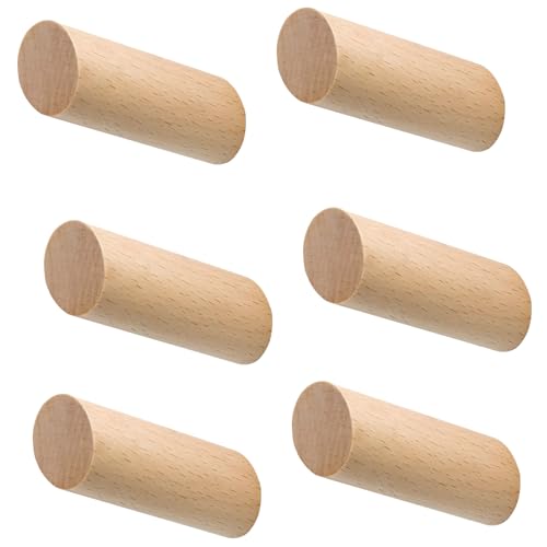 Tressify 6er Set Natürliche Maserung Walnuss Holz Wandhaken Stabile Massivholz Kleiderhaken Hohe Gewichtskapazität für Taschen und Hüte von Tressify